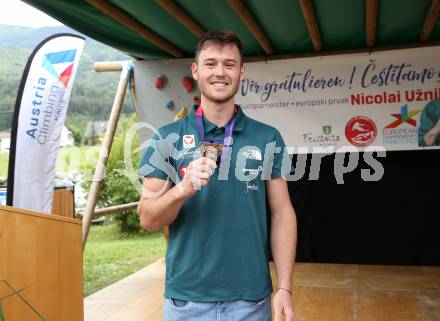 Klettern, Bouldern. Empfang Europameister Nicolai Uznik.  St. Johann,  21.8.2022.
Foto: Kuess
---
pressefotos, pressefotografie, kuess, qs, qspictures, sport, bild, bilder, bilddatenbank