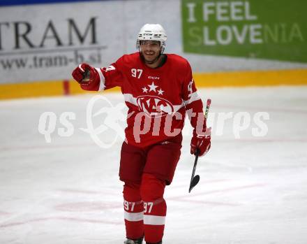 Eishockey. Teststpiel. KAC gegen EC Bad Nauheim.   Torjubel Hochegger Fabian. Bled 21.8.2022.
Foto: Kuess
---
pressefotos, pressefotografie, kuess, qs, qspictures, sport, bild, bilder, bilddatenbank