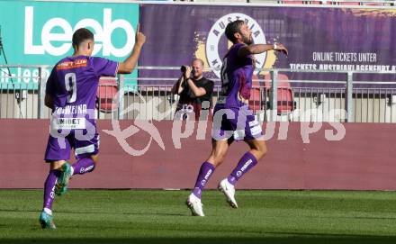 Fussball Bundesliga.  SK Austria Klagenfurt gegen FK Austria Wien.  Torjubel Markus Pink  (Klagenfurt). Klagenfurt, am 28.8.2022. 
Foto: Kuess

---
pressefotos, pressefotografie, kuess, qs, qspictures, sport, bild, bilder, bilddatenbank