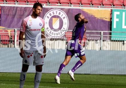 Fussball Bundesliga.  SK Austria Klagenfurt gegen FK Austria Wien.  Torjubel Markus Pink  (Klagenfurt). Klagenfurt, am 28.8.2022. 
Foto: Kuess

---
pressefotos, pressefotografie, kuess, qs, qspictures, sport, bild, bilder, bilddatenbank