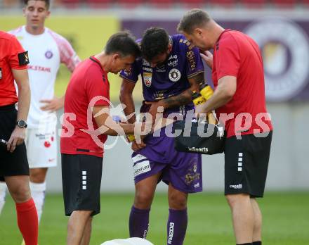 Fussball Bundesliga.  SK Austria Klagenfurt gegen FK Austria Wien.   HARALD WAGNER,  Kosmas Gkezos, MATEJ VIDOVIC (Klagenfurt). Klagenfurt, am 28.8.2022. 
Foto: Kuess

---
pressefotos, pressefotografie, kuess, qs, qspictures, sport, bild, bilder, bilddatenbank