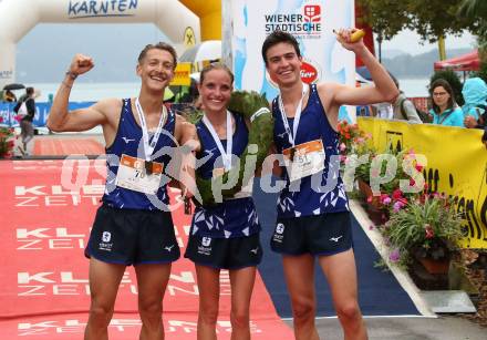 Kaernten laeuft. Viertelmarathon.  Artur Beimler, Jule Vetter, Raphael Joppi. Klagenfurt, am 28.8.2022.
Foto: Kuess
---
pressefotos, pressefotografie, kuess, qs, qspictures, sport, bild, bilder, bilddatenbank