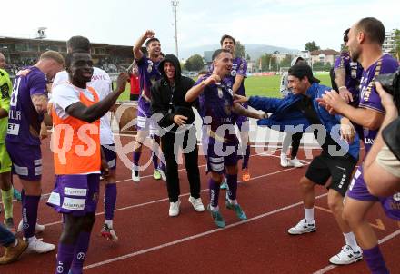 Fussball Bundesliga.  WAC gegen SK Austria Klagenfurt. Jubel Austria  (Klagenfurt). Wolfsberg, am 4.9..2022. 
Foto: Kuess

---
pressefotos, pressefotografie, kuess, qs, qspictures, sport, bild, bilder, bilddatenbank