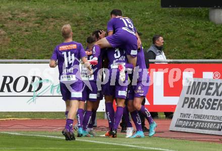 Fussball Bundesliga.  WAC gegen SK Austria Klagenfurt.  Torjubel  (Klagenfurt). Wolfsberg, am 4.9..2022. 
Foto: Kuess

---
pressefotos, pressefotografie, kuess, qs, qspictures, sport, bild, bilder, bilddatenbank