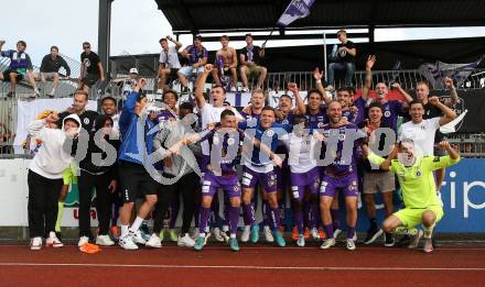 Fussball Bundesliga.  WAC gegen SK Austria Klagenfurt.  Jubel Austria  (Klagenfurt). Wolfsberg, am 4.9..2022. 
Foto: Kuess

---
pressefotos, pressefotografie, kuess, qs, qspictures, sport, bild, bilder, bilddatenbank