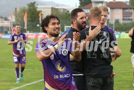 Fussball Bundesliga.  WAC gegen SK Austria Klagenfurt.  Jubel Maximiliano Mareira Romero  (Klagenfurt). Wolfsberg, am 4.9..2022. 
Foto: Kuess

---
pressefotos, pressefotografie, kuess, qs, qspictures, sport, bild, bilder, bilddatenbank