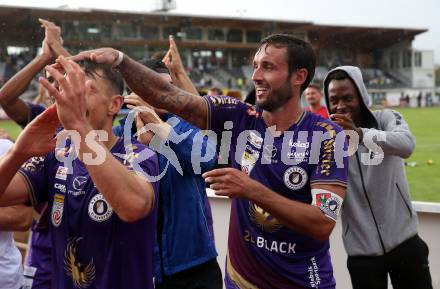 Fussball Bundesliga.  WAC gegen SK Austria Klagenfurt.  Jubel Christopher Wernitznig, Markus Pink   (Klagenfurt). Wolfsberg, am 4.9..2022. 
Foto: Kuess

---
pressefotos, pressefotografie, kuess, qs, qspictures, sport, bild, bilder, bilddatenbank