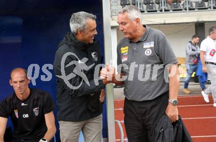 Fussball Bundesliga.  WAC gegen SK Austria Klagenfurt.  Trainer Robin Dutt,  (WAC),    Trainer Peter Pacult  (Klagenfurt). Wolfsberg, am 4.9..2022. 
Foto: Kuess

---
pressefotos, pressefotografie, kuess, qs, qspictures, sport, bild, bilder, bilddatenbank