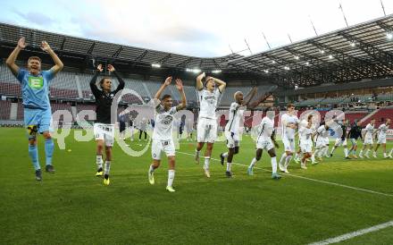 Fussball Bundesliga.  SK Austria Klagenfurt gegen SK Puntigamer Sturm Graz.    Jubel (Graz). Klagenfurt, am 11.9..2022. 
Foto: Kuess

---
pressefotos, pressefotografie, kuess, qs, qspictures, sport, bild, bilder, bilddatenbank