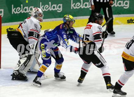 EBEL. Eishockey Bundesliga. VSV gegen BEMER Pioneers Vorarlberg.  Elias Jeronimo Wallenta, (VSV),  Layne Viveiros, David Madlener  (Vorarlberg). Villach, am 22.92022.
Foto: Kuess
www.qspictures.net
---
pressefotos, pressefotografie, kuess, qs, qspictures, sport, bild, bilder, bilddatenbank