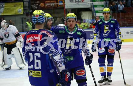 EBEL. Eishockey Bundesliga. VSV gegen BEMER Pioneers Vorarlberg.  Torjubel Chris Collins, Blaz Tomazevic, Dominik Grafenthin, Nicolas Rivett-Mattinen (VSV). Villach, am 22.92022.
Foto: Kuess
www.qspictures.net
---
pressefotos, pressefotografie, kuess, qs, qspictures, sport, bild, bilder, bilddatenbank