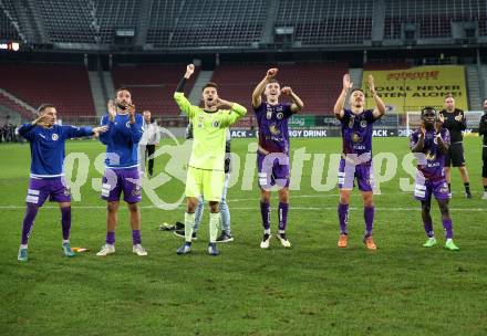 Fussball Bundesliga. SK Austria Klagenfurt gegen SC Austria Lustenau. Jubel  (Klagenfurt). Klagenfurt, am 8.10.2022.
Foto: Kuess
---
pressefotos, pressefotografie, kuess, qs, qspictures, sport, bild, bilder, bilddatenbank