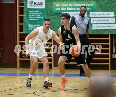 Basketball 2. Liga 2022/2023. Grunddurchgang 1. Runde.  KOS Celovec gegen  RAIDERS Tirol.   Grega Sajevic (KOS),  Rico Hupfauf (Tirol). Klagenfurt, am 8.10.2022.
Foto: Kuess
www.qspictures.net
---
pressefotos, pressefotografie, kuess, qs, qspictures, sport, bild, bilder, bilddatenbank