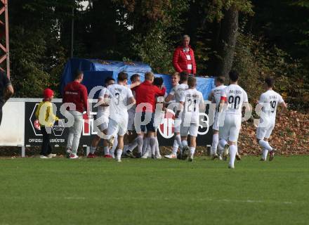 Fussball. Kaerntner Liga.  KAC gegen Atus Ferlach.  Torjubel  Denny Mujagic (Ferlach).  Klagenfurt,  am 15.10.2022. 
Foto: Kuess
---
pressefotos, pressefotografie, kuess, qs, qspictures, sport, bild, bilder, bilddatenbank