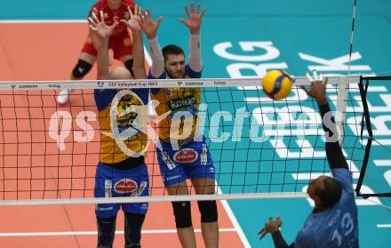 Volleyball. CEV Cup. SK Zadruga Aich/Dob gegen Calcit Kamnik.  Alpar Szabo, Redi Bakiri (Aich/Dob). Bleiburg, am 19.10.2022.
Foto: Kuess
---
pressefotos, pressefotografie, kuess, qs, qspictures, sport, bild, bilder, bilddatenbank