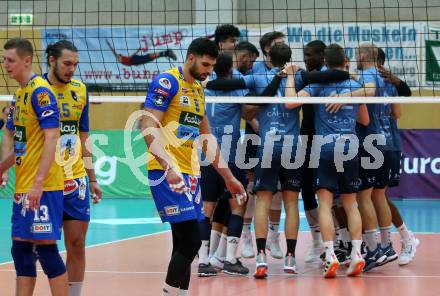 Volleyball. CEV Cup. SK Zadruga Aich/Dob gegen Calcit Kamnik.  Jubel Kamnik.. Bleiburg, am 19.10.2022.
Foto: Kuess
---
pressefotos, pressefotografie, kuess, qs, qspictures, sport, bild, bilder, bilddatenbank