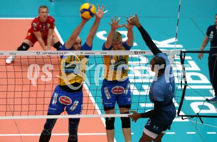 Volleyball. CEV Cup. SK Zadruga Aich/Dob gegen Calcit Kamnik.  Alpar Szabo, Stefan Kaibald (Aich/Dob). Bleiburg, am 19.10.2022.
Foto: Kuess
---
pressefotos, pressefotografie, kuess, qs, qspictures, sport, bild, bilder, bilddatenbank