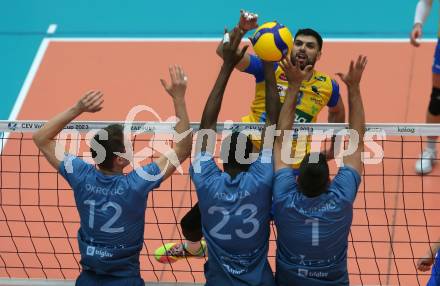 Volleyball. CEV Cup. SK Zadruga Aich/Dob gegen Calcit Kamnik.  Anastasios Aspiotis (Aich/Dob). Bleiburg, am 19.10.2022.
Foto: Kuess
---
pressefotos, pressefotografie, kuess, qs, qspictures, sport, bild, bilder, bilddatenbank