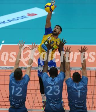 Volleyball. CEV Cup. SK Zadruga Aich/Dob gegen Calcit Kamnik. Anastasios Aspiotis  (Aich/Dob). Bleiburg, am 19.10.2022.
Foto: Kuess
---
pressefotos, pressefotografie, kuess, qs, qspictures, sport, bild, bilder, bilddatenbank