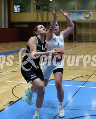 Basketball Damen Superliga. Grunddurchgang 4. Runde. KOS Celovec Damen gegen Basket Flames Women.  Nikolina Sofric  (KOS),  Josefine Meyer  (Basket Flames). Klagenfurt, 22.10.2022.
Foto: Kuess
---
pressefotos, pressefotografie, kuess, qs, qspictures, sport, bild, bilder, bilddatenbank