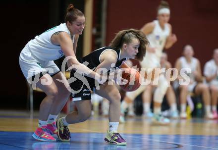 Basketball Damen Superliga. Grunddurchgang 4. Runde. KOS Celovec Damen gegen Basket Flames Women.  Patricia Pauer (KOS),  Selina Julian (Basket Flames). Klagenfurt, 22.10.2022.
Foto: Kuess
---
pressefotos, pressefotografie, kuess, qs, qspictures, sport, bild, bilder, bilddatenbank