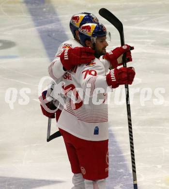 EBEL. Eishockey Bundesliga. EC VSV gegen EC Red Bull Salzburg.  Torjubel Benjamin Nissner (Salzburg). Villach, am 23.10.2022.
Foto: Kuess
www.qspictures.net
---
pressefotos, pressefotografie, kuess, qs, qspictures, sport, bild, bilder, bilddatenbank