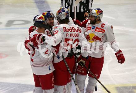 EBEL. Eishockey Bundesliga. EC VSV gegen EC Red Bull Salzburg. Torjubel Benjamin Nissner, Tyler James Lewington, Paul Huber, Peter Schneider (Salzburg). Villach, am 23.10.2022.
Foto: Kuess
www.qspictures.net
---
pressefotos, pressefotografie, kuess, qs, qspictures, sport, bild, bilder, bilddatenbank