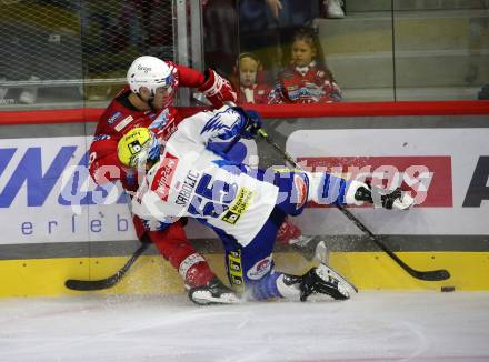EBEL. Eishockey Bundesliga. EC KAC gegen  VSV.   Thomas Vallant, (KAC),  Robert Sabolic   (VSV). Klagenfurt, am 26.10.2022.
Foto: Kuess
www.qspictures.net
---
pressefotos, pressefotografie, kuess, qs, qspictures, sport, bild, bilder, bilddatenbank