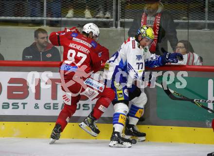 EBEL. Eishockey Bundesliga. EC KAC gegen  VSV.  Fabian Hochegger, (KAC),   Philipp Lindner  (VSV). Klagenfurt, am 26.10.2022.
Foto: Kuess
www.qspictures.net
---
pressefotos, pressefotografie, kuess, qs, qspictures, sport, bild, bilder, bilddatenbank