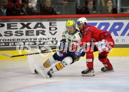 EBEL. Eishockey Bundesliga. EC KAC gegen  VSV.  David Maier,  (KAC),   Dominik Grafenthin (VSV). Klagenfurt, am 26.10.2022.
Foto: Kuess
www.qspictures.net
---
pressefotos, pressefotografie, kuess, qs, qspictures, sport, bild, bilder, bilddatenbank