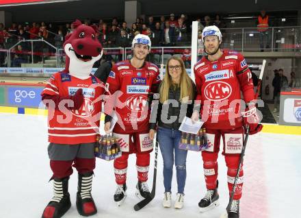 EBEL. Eishockey Bundesliga. EC KAC gegen  Hydro Fehervar AV 19.  Thomas Vallant, Paul Postma (KAC). Klagenfurt, am 28.10.2022.
Foto: Kuess
www.qspictures.net
---
pressefotos, pressefotografie, kuess, qs, qspictures, sport, bild, bilder, bilddatenbank