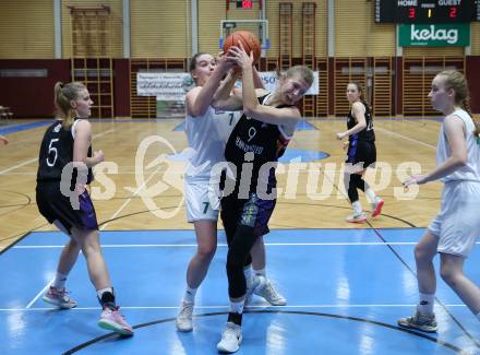 Basketball Damen Superliga. Grunddurchgang 5. Runde. KOS Celovec Damen gegen Vienna United Women.   Nikolina Sofric (KOS),  Antonia Reissner (Vienna United Women). Klagenfurt, 29.10.2022.
Foto: Kuess
---
pressefotos, pressefotografie, kuess, qs, qspictures, sport, bild, bilder, bilddatenbank