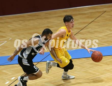 Basketball 2. Liga 2022/2023. Grunddurchgang 4. Runde.  	Woerthersee Piraten gegen  SWARCO RAIDERS Tirol.  Felix Leindecker  (Piraten),  Lisandro Pascasio (Tirol). Klagenfurt, am 30.10.2022.
Foto: Kuess
www.qspictures.net
---
pressefotos, pressefotografie, kuess, qs, qspictures, sport, bild, bilder, bilddatenbank