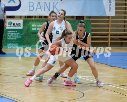 Basketball Damen Superliga. Grunddurchgang 5. Runde. KOS Celovec Damen gegen Vienna United Women.  Lena WeiÃenbrunner, Monika Ristic (KOS),  Daria Biletska, Alona Dobrovolska (Vienna United Women). Klagenfurt, 29.10.2022.
Foto: Kuess
---
pressefotos, pressefotografie, kuess, qs, qspictures, sport, bild, bilder, bilddatenbank