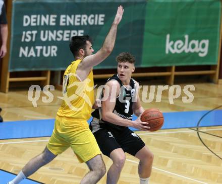 Basketball 2. Liga 2022/2023. Grunddurchgang 4. Runde.  	Woerthersee Piraten gegen  SWARCO RAIDERS Tirol.  Marin Sliskovic(Piraten),  Ziga Habat (Tirol). Klagenfurt, am 30.10.2022.
Foto: Kuess
www.qspictures.net
---
pressefotos, pressefotografie, kuess, qs, qspictures, sport, bild, bilder, bilddatenbank
