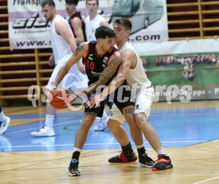 Basketball 2. Liga 2022/2023. Grunddurchgang 4. Runde.  KOS Celovec gegen  Mistelbach Mustangs.  Andrej Blazevic  (KOS),  Zdenek Nehyba (Mistelbach Mustangs). Klagenfurt, am 29.10.2022.
Foto: Kuess
www.qspictures.net
---
pressefotos, pressefotografie, kuess, qs, qspictures, sport, bild, bilder, bilddatenbank