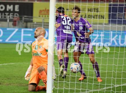 Fussball Bundesliga. SK Austria Klagenfurt gegen WSG Tirol.  Torjubel Markus Pink, Thorsten Mahrer (Klagenfurt).. Klagenfurt, am 29.10.2022.
Foto: Kuess
---
pressefotos, pressefotografie, kuess, qs, qspictures, sport, bild, bilder, bilddatenbank