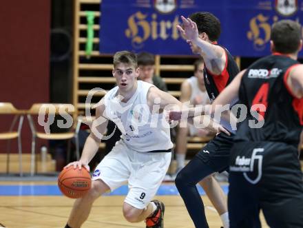 Basketball 2. Liga 2022/2023. Grunddurchgang 4. Runde.  KOS Celovec gegen  Mistelbach Mustangs.  Andrej Blazevic  (KOS),  Maximilian Girschik (Mistelbach Mustangs). Klagenfurt, am 29.10.2022.
Foto: Kuess
www.qspictures.net
---
pressefotos, pressefotografie, kuess, qs, qspictures, sport, bild, bilder, bilddatenbank