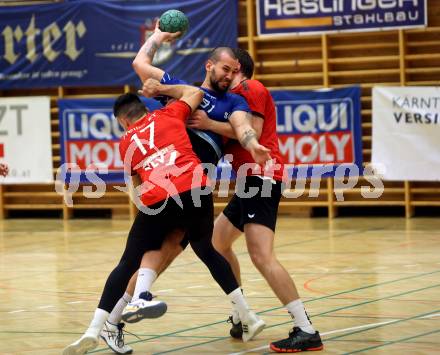 Handball. Cup. SVVW Klagenfurt gegen SC Ferlach.  Fuerstler Fabian Matthias, Salbrechter Stefan Bernhard (Klagenfurt),   Milicevic Adrian (Ferlach). Klagenfurt, am 5.11.2022.
Foto: Kuess


---
pressefotos, pressefotografie, kuess, qs, qspictures, sport, bild, bilder, bilddatenbank