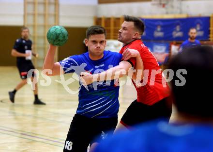 Handball. Cup. SVVW Klagenfurt gegen SC Ferlach.  Wulz Florian (Klagenfurt),   Keresztes Peter (Ferlach). Klagenfurt, am 5.11.2022.
Foto: Kuess


---
pressefotos, pressefotografie, kuess, qs, qspictures, sport, bild, bilder, bilddatenbank