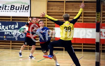 Handball. Cup. SVVW Klagenfurt gegen SC Ferlach.  Pontasch-Mueller Florian, Winterberg Nico (Klagenfurt),   Ploner Florian (Ferlach). Klagenfurt, am 5.11.2022.
Foto: Kuess


---
pressefotos, pressefotografie, kuess, qs, qspictures, sport, bild, bilder, bilddatenbank