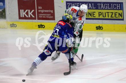 EBEL. Eishockey Bundesliga. EC VSV gegen HK SZ Olimpija. Chris Collins,   (VSV),  Kristjan Cepon  (Olimpija). Villach, am 6.11.2022.
Foto: Kuess
www.qspictures.net
---
pressefotos, pressefotografie, kuess, qs, qspictures, sport, bild, bilder, bilddatenbank
