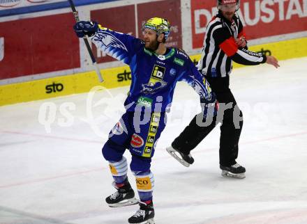 EBEL. Eishockey Bundesliga. EC VSV gegen HK SZ Olimpija Laibach. Torjubel Kevin Moderer  (VSV). Villach, am 6.11.2022.
Foto: Kuess
www.qspictures.net
---
pressefotos, pressefotografie, kuess, qs, qspictures, sport, bild, bilder, bilddatenbank
