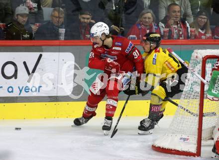 EBEL. Eishockey Bundesliga. EC KAC gegen  spusu Vienna Capitals. Finn Van EE,  (KAC),    Patrick Antal   (Vienna Capitals). Klagenfurt, am 6.11.2022.
Foto: Kuess
www.qspictures.net
---
pressefotos, pressefotografie, kuess, qs, qspictures, sport, bild, bilder, bilddatenbank