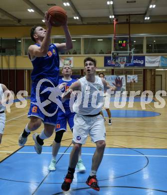 Basketball 2. Liga 2022/2023. Grunddurchgang 6. Runde.  KOS Celovec gegen  BBU Salzburg.    Andrej Blazevic (KOS),  Thomas Buchegger (Salzburg). Klagenfurt, am 12.11.2022.
Foto: Kuess
www.qspictures.net
---
pressefotos, pressefotografie, kuess, qs, qspictures, sport, bild, bilder, bilddatenbank