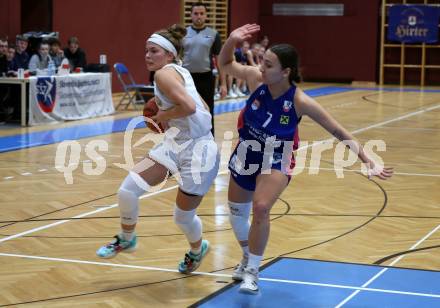 Basketball Damen. AUSTRIA CUP.  KOS Celovec Damen gegen UBSC-DBBC Graz.  Antonia Ronacher (KOS),  Elisabeth Dudau (Graz). Klagenfurt, 12.11.2022.
Foto: Kuess
---
pressefotos, pressefotografie, kuess, qs, qspictures, sport, bild, bilder, bilddatenbank