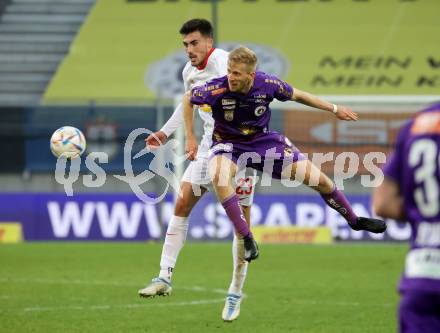 Fussball Bundesliga. SK Austria Klagenfurt gegen FC Red Bull Salzburg.  Christopher Cvetko,  (Klagenfurt), Roko Simic (Salzburg). Klagenfurt, am 13.11.2022.
Foto: Kuess
---
pressefotos, pressefotografie, kuess, qs, qspictures, sport, bild, bilder, bilddatenbank