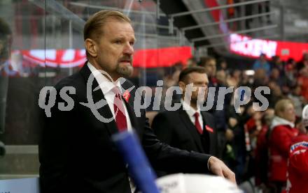 EBEL. Eishockey Bundesliga. EC KAC gegen  Moser Medical Graz99ers.  Trainer Petri Matikainen, (KAC). Klagenfurt, am 15.11.2022.
Foto: Kuess
www.qspictures.net
---
pressefotos, pressefotografie, kuess, qs, qspictures, sport, bild, bilder, bilddatenbank
