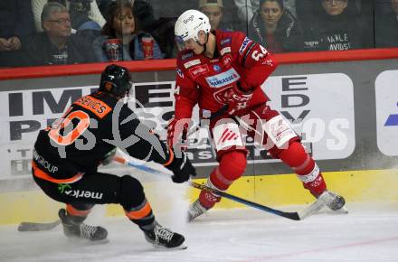 EBEL. Eishockey Bundesliga. EC KAC gegen  Moser Medical Graz99ers.  Preiml Maximilian (KAC),  Zusevics Zintis Nauris  (Graz). Klagenfurt, am 15.11.2022.
Foto: Kuess
www.qspictures.net
---
pressefotos, pressefotografie, kuess, qs, qspictures, sport, bild, bilder, bilddatenbank