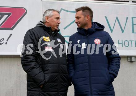 Fussball Woertherseecup. SK Austria Klagenfurt gegen GAK. Trainer Peter Pacult, Gernot Messner (GAK). Klagenfurt, am 19.11.2022.
Foto: Kuess
---
pressefotos, pressefotografie, kuess, qs, qspictures, sport, bild, bilder, bilddatenbank